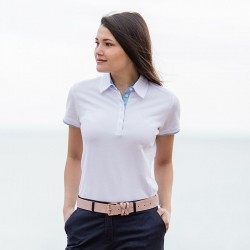 Plain Ladies Contrast Pique Polo Shirt Front Row 200 GSM